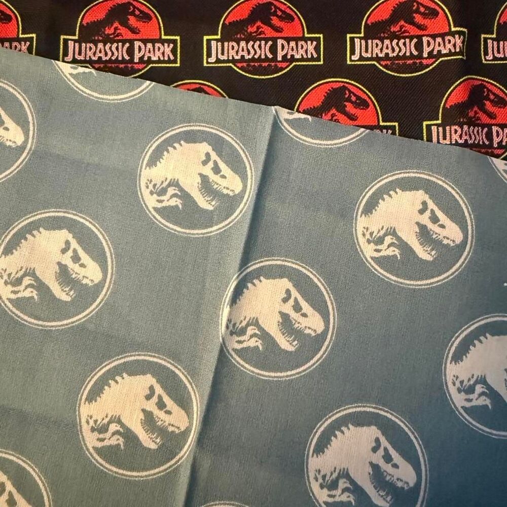 Jurassic Park Fabric Scrap Bundle Cotton Dinosaur Quilting Craft Pieces 12 Pc